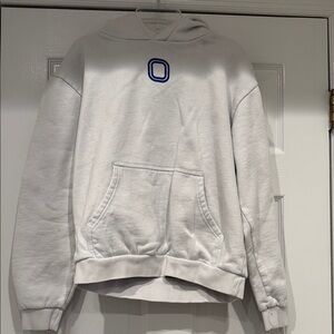White Overtime Hoodie with Blue Logo
